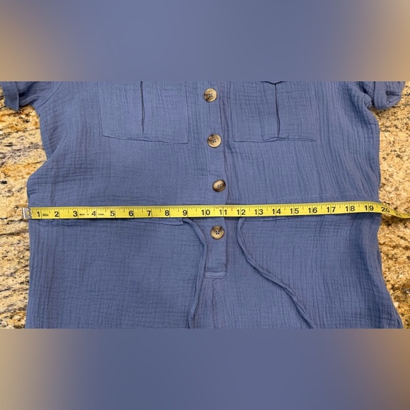 Almost Famous Dusty Blue Romper women’s Size Large 100% Cotton - Picture 6 of 8